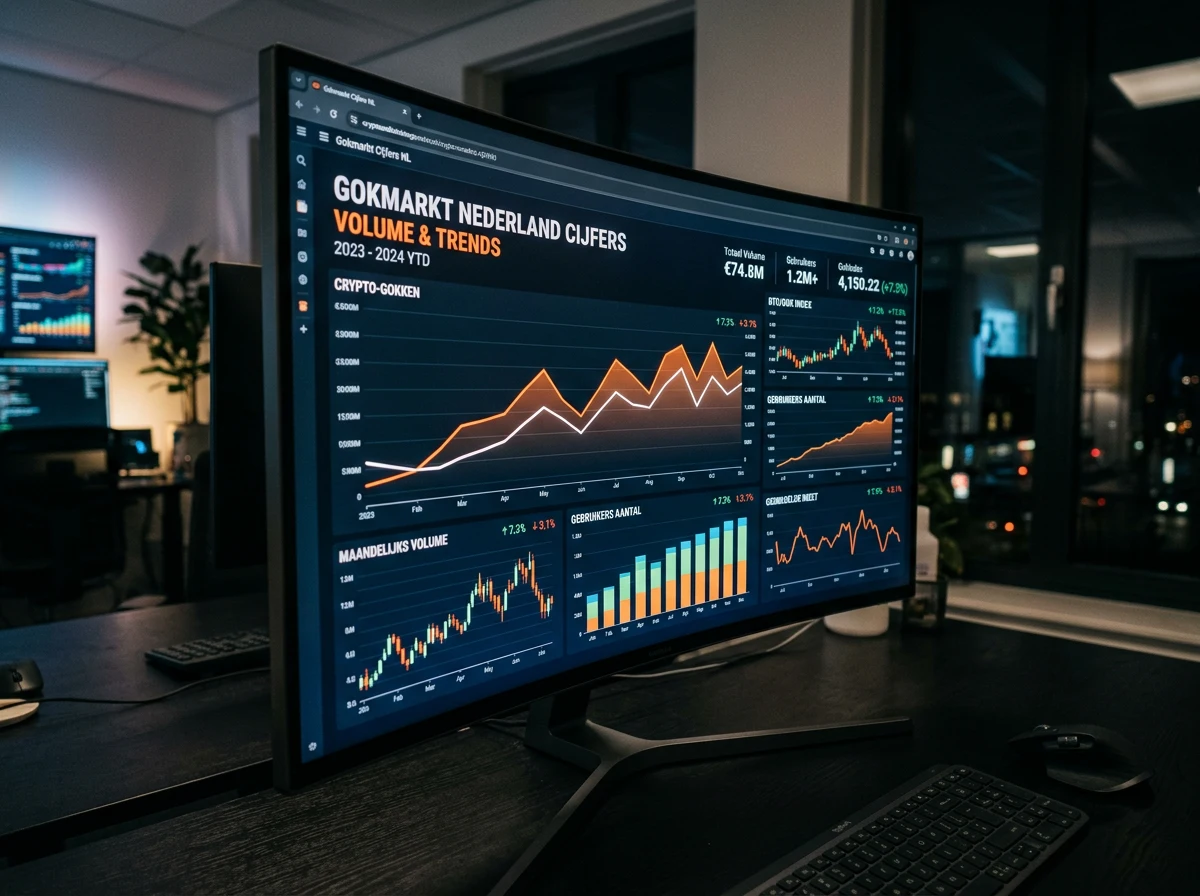 Grafiek met kerncijfers van de Nederlandse online gokmarkt en crypto-goktrends in 2026