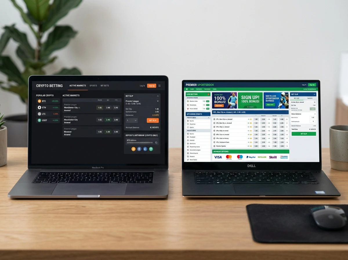 Vergelijking tussen een exclusieve crypto bookmaker en een hybride platform met fiat- en crypto-opties