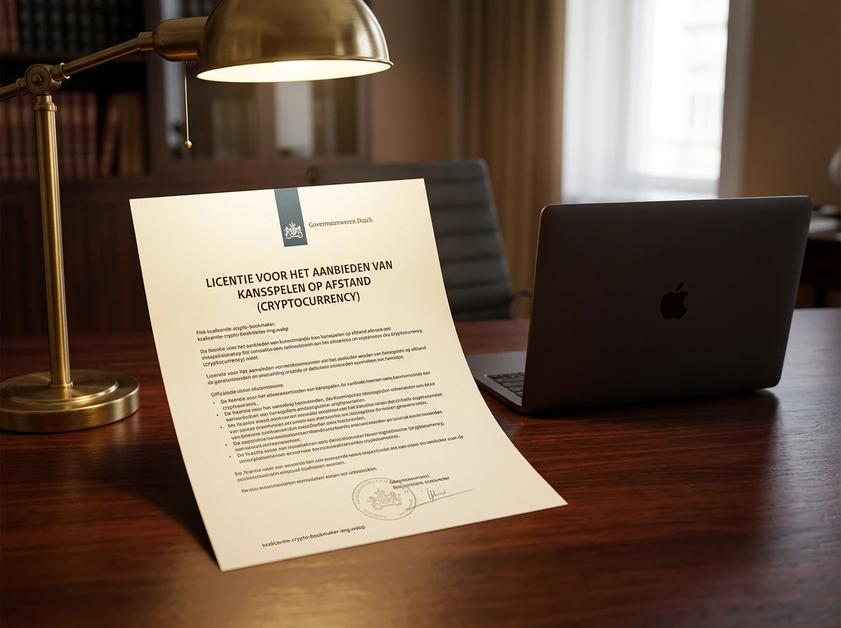 KSA-licentiedocument naast cryptocurrency-symbolen die de kloof tussen regulering en crypto illustreren